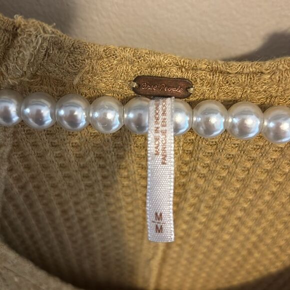 Free People Ventura Thermal Tunic Womens Medium Mustard Yellow Long Sleeve Boho - Picture 5 of 6